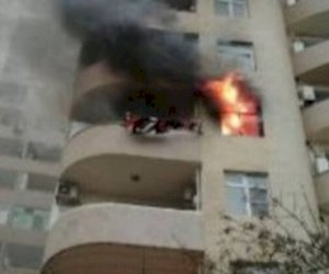    Yasamalda 16 mərtəbəli binada YANĞIN   